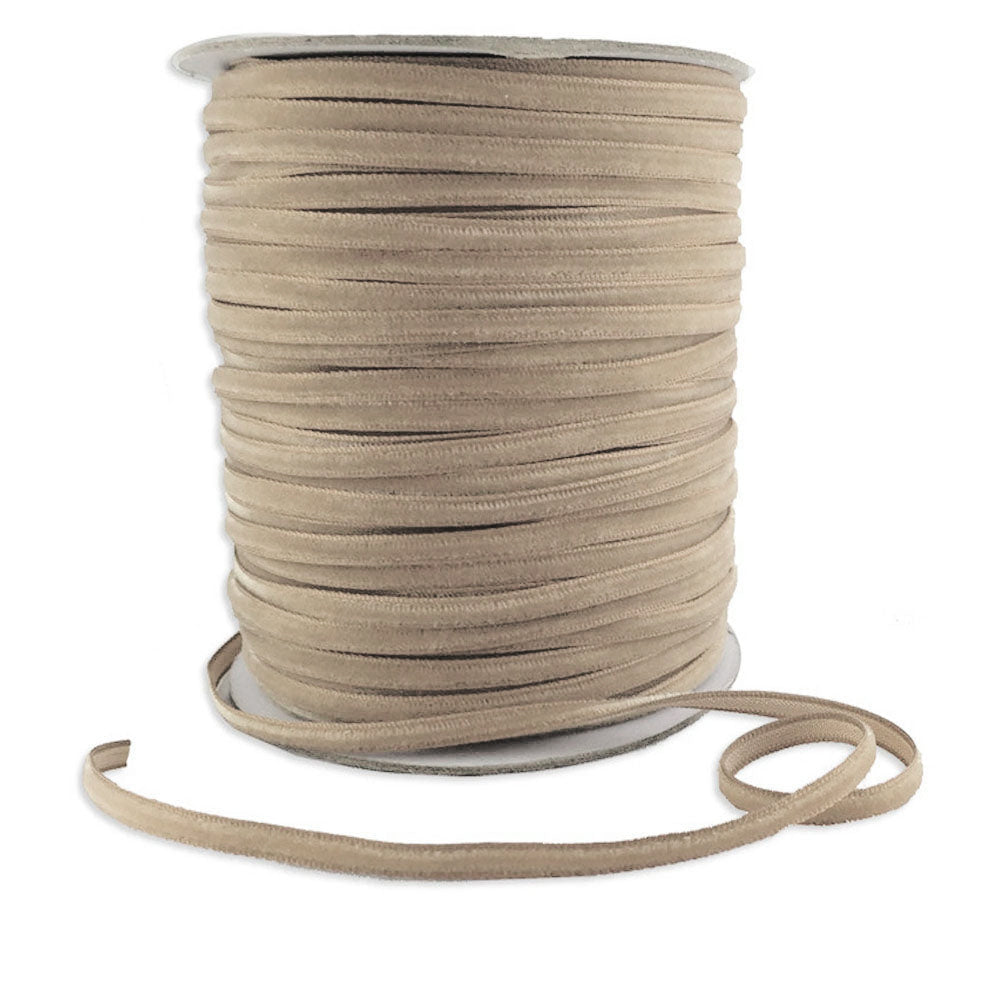 Tan Ribbon Branded Light Tan Brown Velvet Ribbon