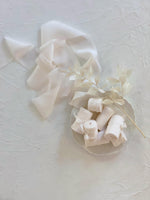 Pearly white silk ribbon