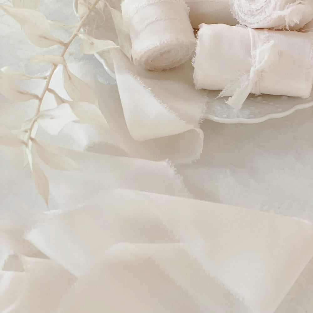 White 100% Silk Sheer Crinkle Chiffon Ribbon ( 4 Widths to choose from –  Prism Fabrics & Crafts