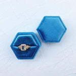 Jade Hexagonal Velvet Ring Boxes - Holder