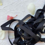Midnight Black Neat Edge Silk Ribbon | 2.5m - 10mm