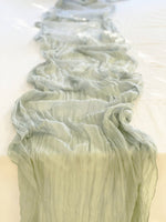 cheesecloth table runners, Blue, green and white
