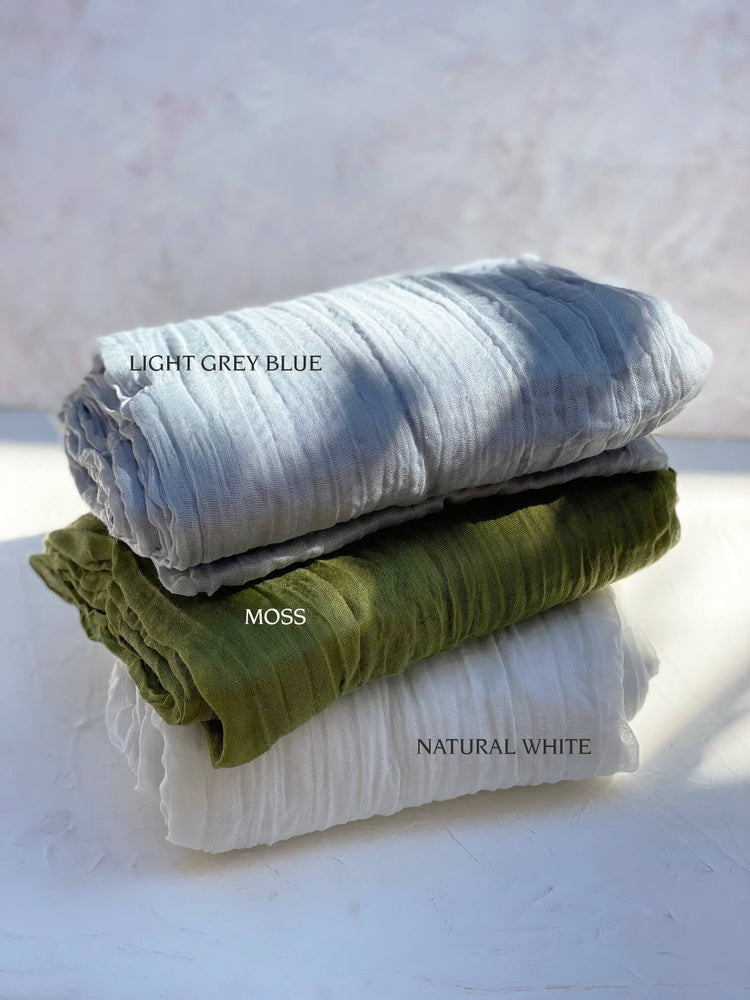 cheesecloth table runners, Blue, green and white