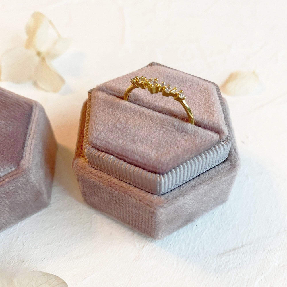 Mauve Hexagonal Velvet Ring Boxes