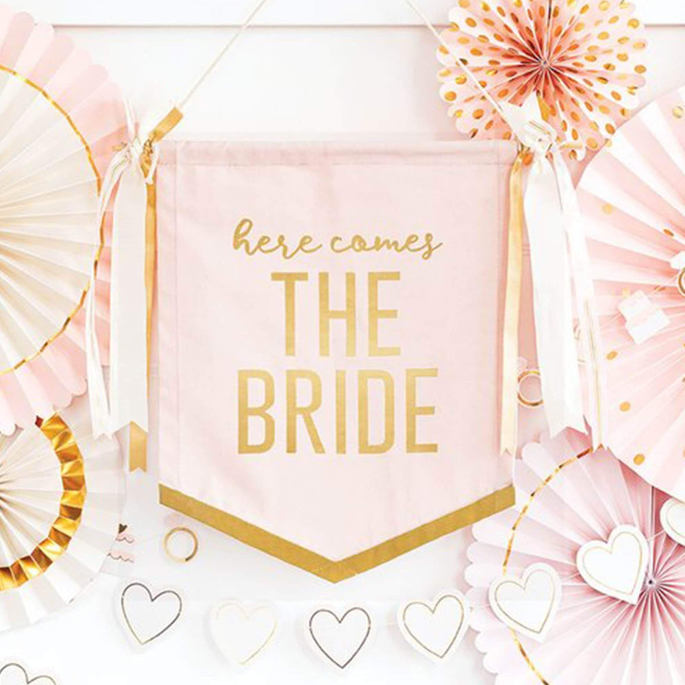 'Here comes the Bride' Fabric Banner