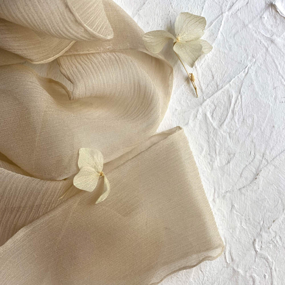 Bleached Wheat Crinkle Chiffon Ribbon | 3m - 10cm - Silk