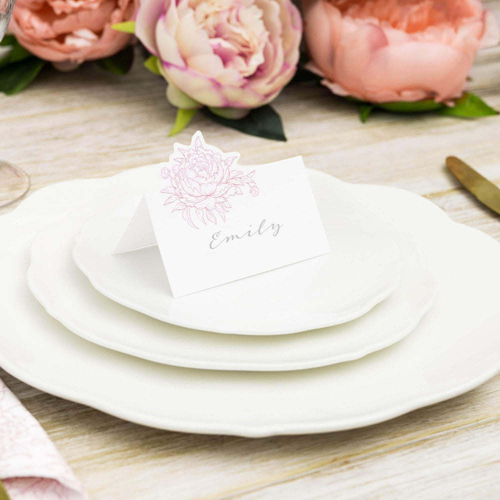 Floral Die Cut Wedding Place Cards | 10Pk