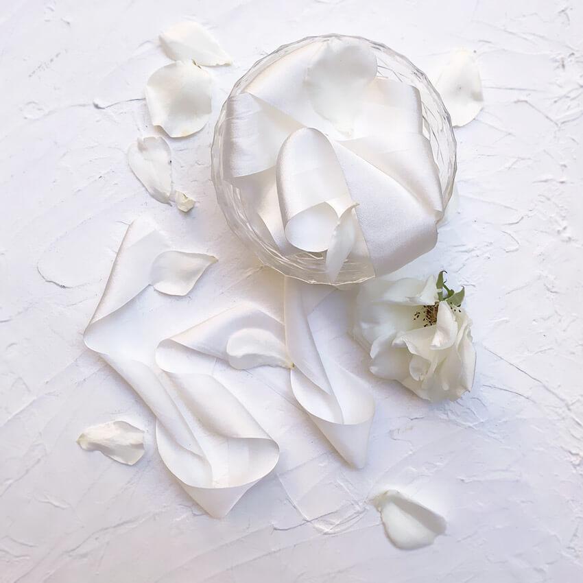 Bridal White Neat Edge Silk Ribbon | 2.5m