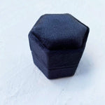 Black Hexagonal Velvet Ring Boxes - Holder