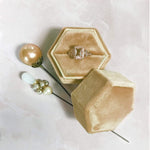 Gold Hexagonal Velvet Ring Boxes - Holder