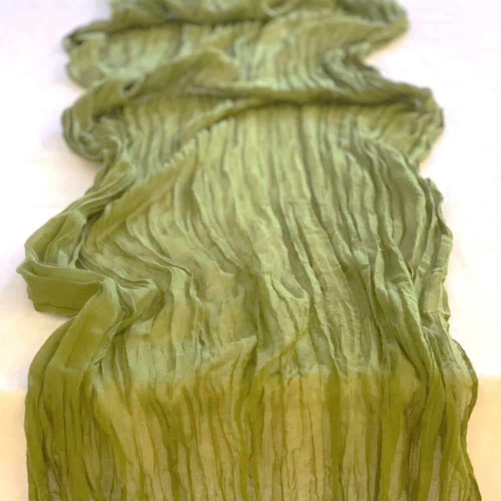 Mossy Green Cheesecloth Table Runner