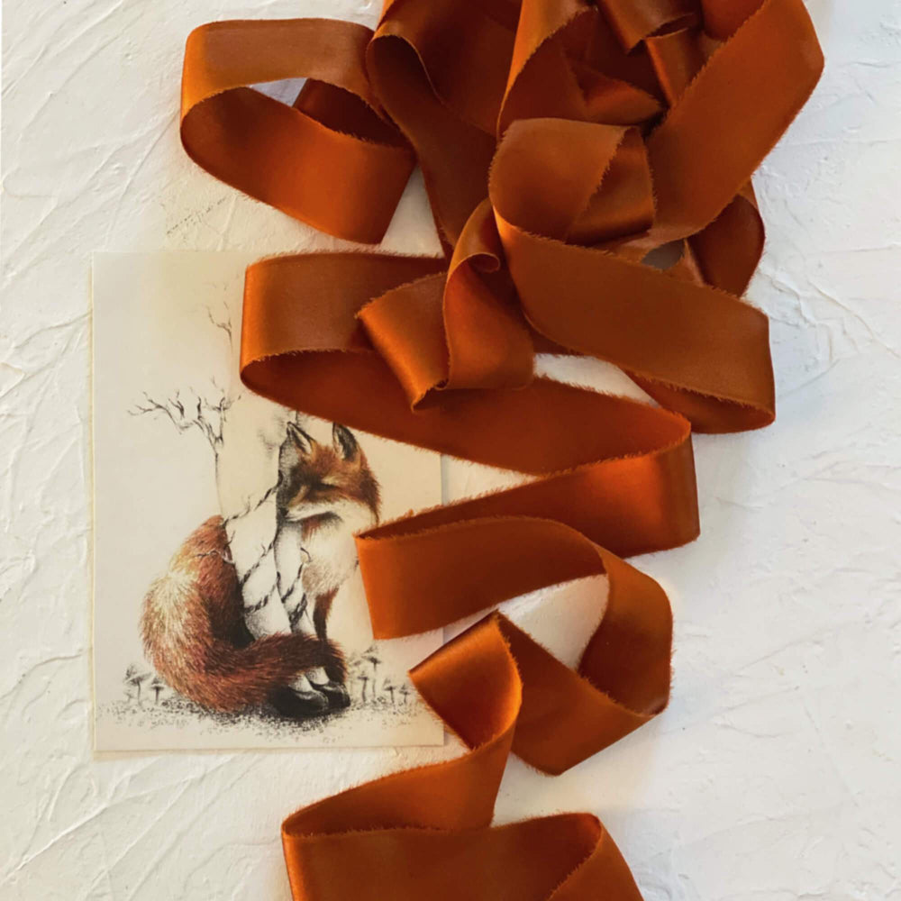 Rust Silk Satin Ribbon - Approx 2.5-3cm