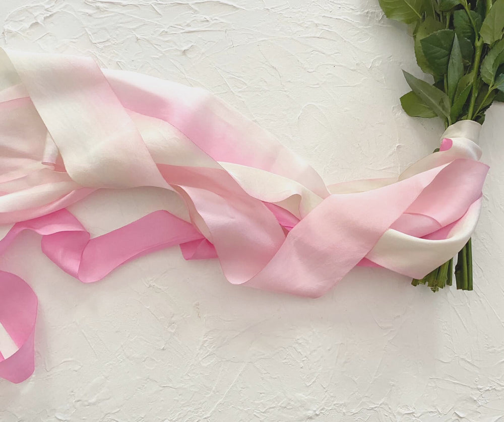 Peony Pink Silk Ribbon Bouquet Wrap