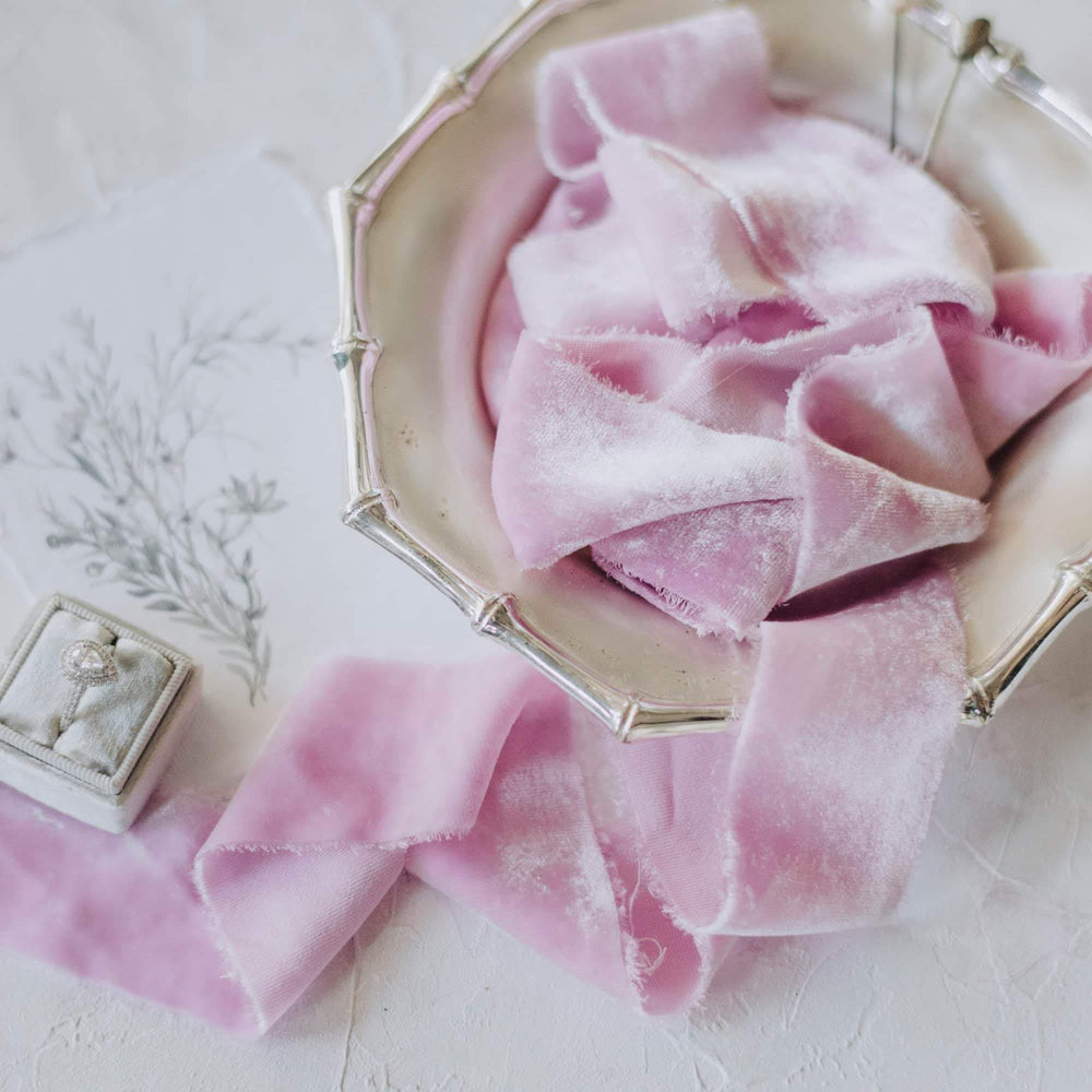 Amour Pink Silk Velvet Ribbon