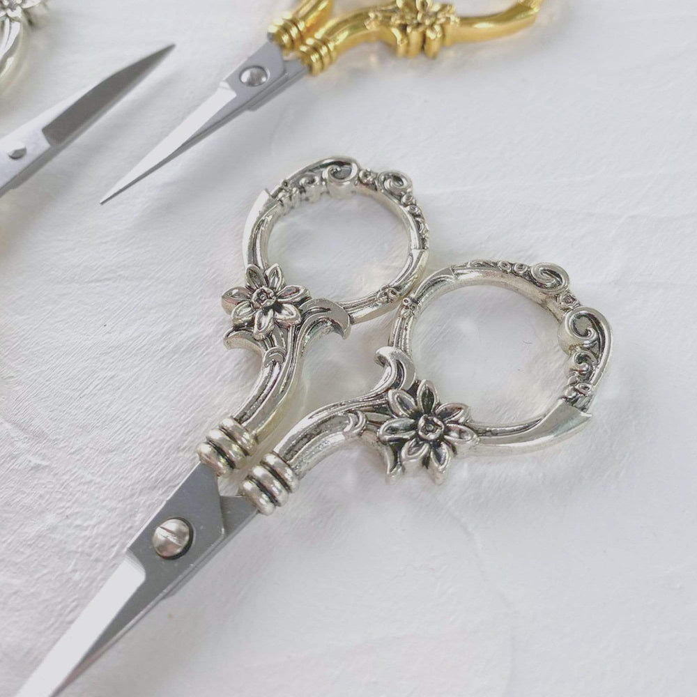 Floral Embroidery Scissors - Silver