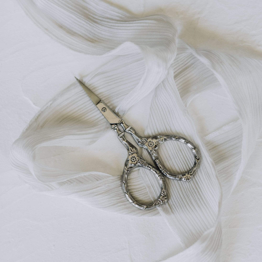 Tudor Rose Silver Embroidery Scissors by Kelmscott